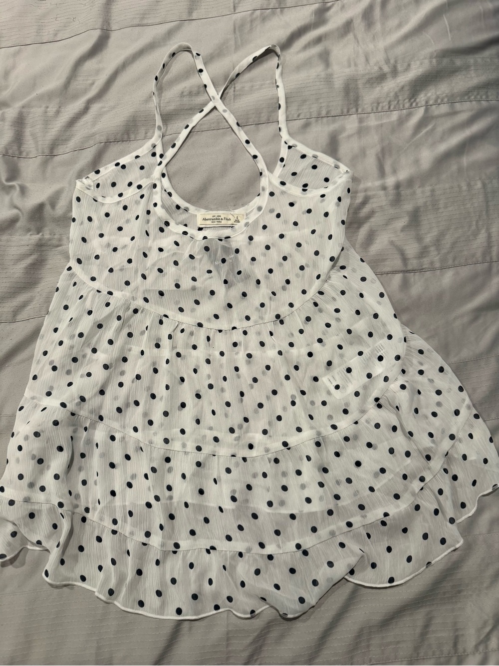 Abercrombie & Fitch White Tank Top with Blue Polka Dots NWT